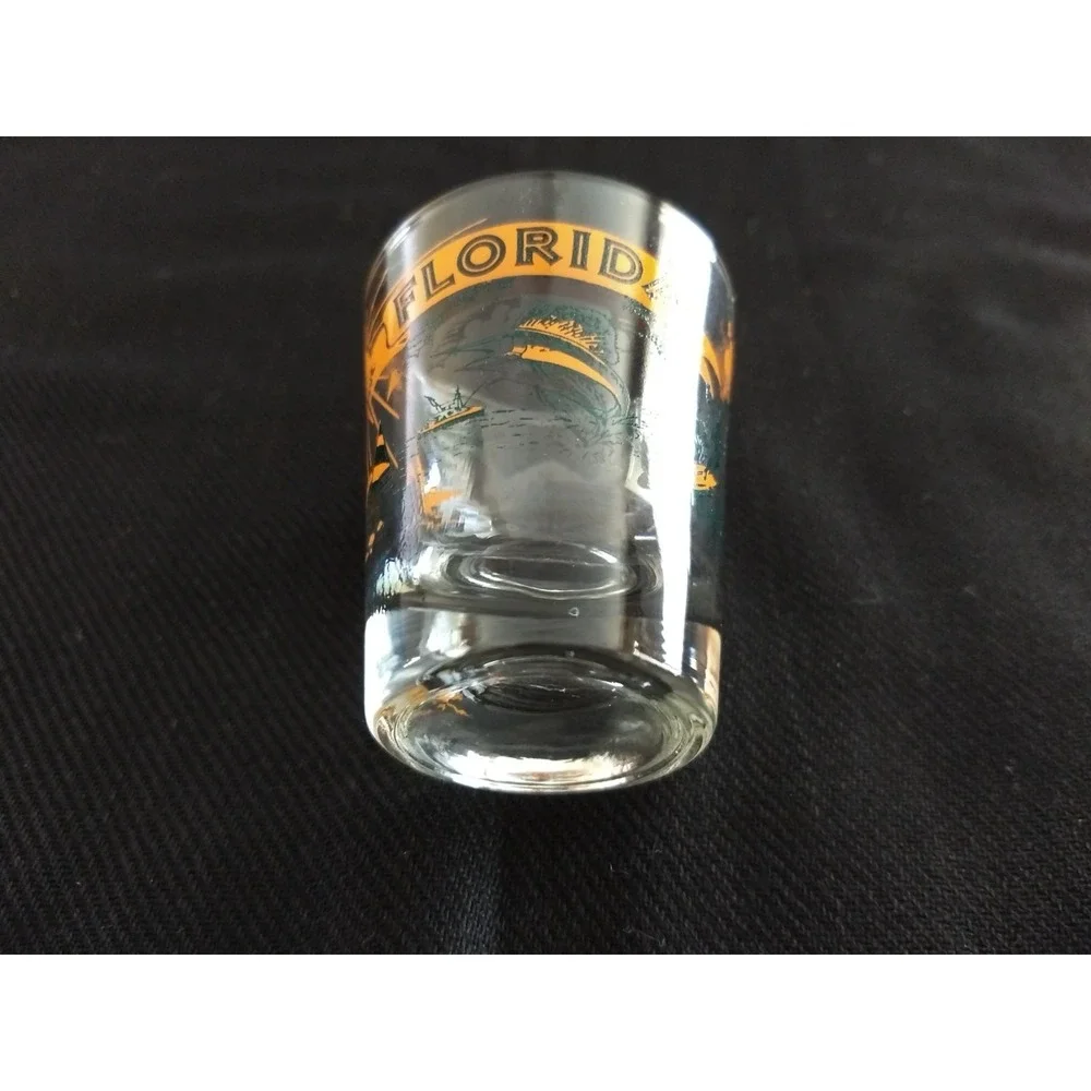 Florida Souvenir Shot Glasses Vtg Carrib Set of 4 Original Box Marlin Sunshine